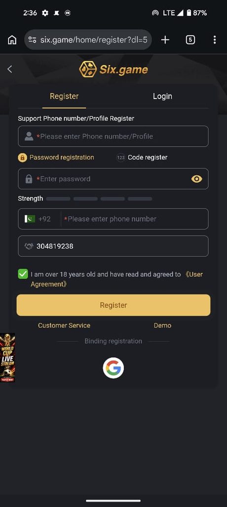 Six Game Register